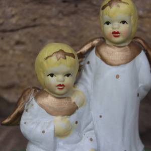 Adventskranz mit Engeln Kerzenkranz Bisquitporzellan Handbemalt 90er Jahre Bild 4