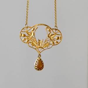 Collier im Stil des Art Nouveau mit echtem Opal Sterlingsilber vergoldet Bild 2