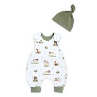 2tlg. Baby-Set Mitwachs-Strampler + Knotenmütze "Kleine Waldtiere" - Geschenk Geburt - Baby Frühchen Jungen Mädc Bild 1