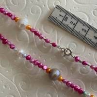 Perlenkette pink bunt 92 cm lang, Wickelarmband, Zuchtperlen, Hippiestil, Geschenk für Frauen, Handarbeit aus Bayern Bild 2