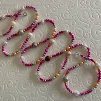 Perlenkette pink bunt 92 cm lang, Wickelarmband, Zuchtperlen, Hippiestil, Geschenk für Frauen, Handarbeit aus Bayern Bild 3