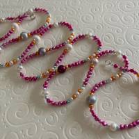 Perlenkette pink bunt 92 cm lang, Wickelarmband, Zuchtperlen, Hippiestil, Geschenk für Frauen, Handarbeit aus Bayern Bild 5