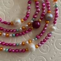 Perlenkette pink bunt 92 cm lang, Wickelarmband, Zuchtperlen, Hippiestil, Geschenk für Frauen, Handarbeit aus Bayern Bild 6