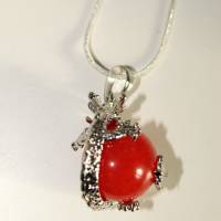 Halskette Glücksdrache mit roter Kugel 925er Silber Bild 4