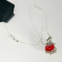 Halskette Glücksdrache mit roter Kugel 925er Silber Bild 6