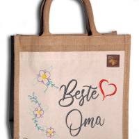 Bestickte Shopping-Tasche personalisierter Shopper Tasche mit Wunschnamen Jutetasche Baumwoll-Segeltuch mittlere Größe Bild 1