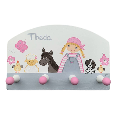 Kindergarderobe kleine Bäuerin – Individuelle Garderobe fürs Kinderzimmer, personalisiert