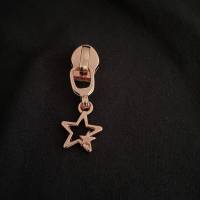 Zipper 2 Stars, breit, rosegold / Schieber für Reißverschlüsse mit Spiralraupe Bild 1