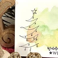 Weihnachtsbaum mit Aquarellfarbe & Fineliner auf Weihnachtskarte - wundervolle WEIHNACHTEN - danielb.art Bild 2