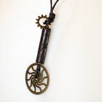 Lederkette "Artificial bronze gear" Halskette Bild 1