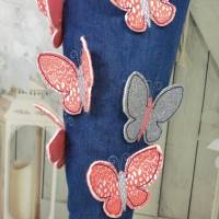 Schultüte Schmetterling koralle aus Stoff silber mit Name Schmetterlinge Mädchen Bild 6