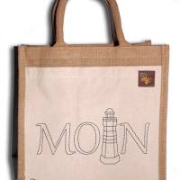 Bestickte Shopping-Tasche personalisierter Shopper maritime Tasche mit Wunschnamen Baumwoll-Segeltuch mittlere Größe Bild 1