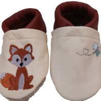 Krabbelschuhe Lauflernschuhe Schuhe Baby Kinder Fuchs  Leder Handmad personalisiert Bild 1