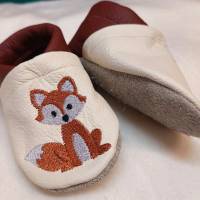 Krabbelschuhe Lauflernschuhe Schuhe Baby Kinder Fuchs  Leder Handmad personalisiert Bild 2