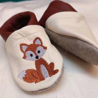 Krabbelschuhe Lauflernschuhe Schuhe Baby Kinder Fuchs  Leder Handmad personalisiert Bild 3