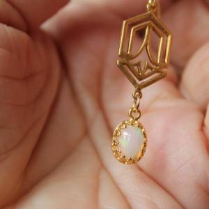 Ohrringe vergoldet  im Jugendstil mit echtem Opal Bild 3