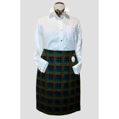 Damen Rock im Bunten Karomuster Petrol/Rot