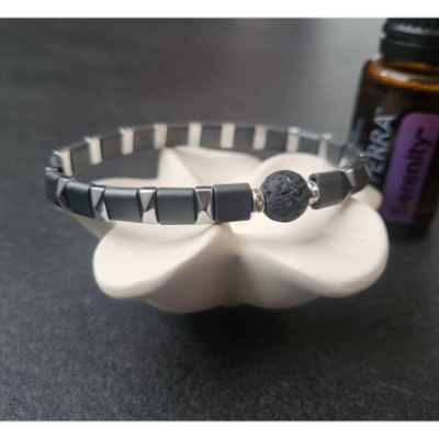 Diffuser-Armband "Duftanker Moonshine" mit gratis Ölprobe von dōTERRA, Lavastein Aroma Armband