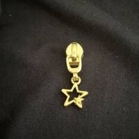 Zipper 2 Stars, breit, gold / Schieber für Reißverschlüsse mit Spiralraupe Bild 1
