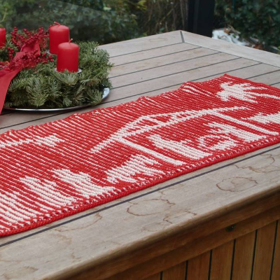 DIY Stickanleitung Tischläufer Weihnachts - Krippe (Illusionsstricken / Schattenstricken)