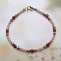 Armband aus rosa Turmalin (Rubellit), rosa Perlen, Rosenquarz, Silber Bild 1