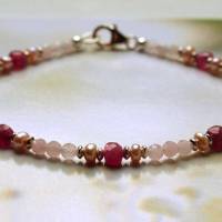 Armband aus rosa Turmalin (Rubellit), rosa Perlen, Rosenquarz, Silber Bild 4