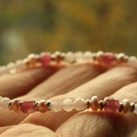Armband aus rosa Turmalin (Rubellit), rosa Perlen, Rosenquarz, Silber Bild 6