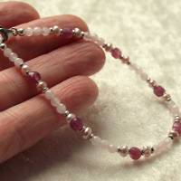 Armband aus rosa Turmalin (Rubellit), rosa Perlen, Rosenquarz, Silber Bild 8