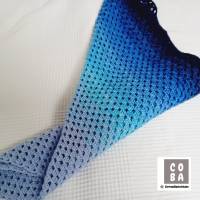 Dreickeckstuch Schal Stola Schultertuch gehäkelt dunkelblau blau hellblau babyblau 100 % Baumwolle Bild 5