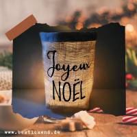besticktes WINDLICHT "JOYEUX NOEL"   //freie Farbwahl//  Lichtbeutel Kerzenglas Deko Geschenk Weihnachten F Bild 4