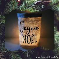 besticktes WINDLICHT "JOYEUX NOEL"   //freie Farbwahl//  Lichtbeutel Kerzenglas Deko Geschenk Weihnachten F Bild 5