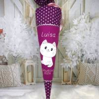 Schultüte aus Stoff Katze lila Zuckertüte Mädchen 70cm oder 85cm beere Bild 5