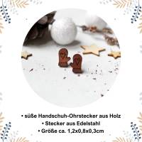 Handschuh Ohrstecker aus Holz und Edelstahl • Ohrschmuck | Ohrringe Bild 2