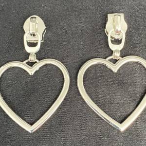 Zipper Heart3, breit, große Größe, silber / Schieber für Reißverschlüsse mit Spiralraupe Bild 2