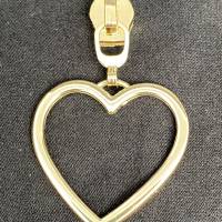 Zipper Heart3, breit, große Größe, gold, hell / Schieber für Reißverschlüsse mit Spiralraupe Bild 1