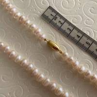 Perlenkette mit Magnetverschluss, ovale Zuchtperlen, 48 cm lang, Brautschmuck, Geschenk, Handarbeit aus Bayern Bild 3