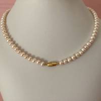 Perlenkette mit Magnetverschluss, ovale Zuchtperlen, 48 cm lang, Brautschmuck, Geschenk, Handarbeit aus Bayern Bild 4