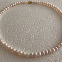 Perlenkette mit Magnetverschluss, ovale Zuchtperlen, 48 cm lang, Brautschmuck, Geschenk, Handarbeit aus Bayern Bild 6