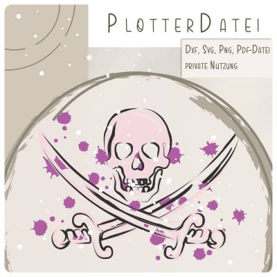 Plotterdatei „Piraten Skull“ – Totenkopf mit Säbeln für starke Designs