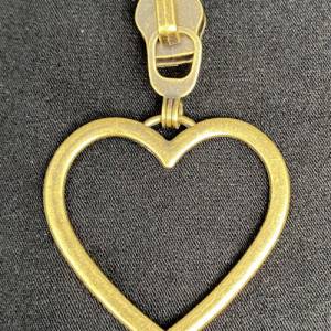 Zipper Heart3, breit, große Größe, bronze / Schieber für Reißverschlüsse mit Spiralraupe Bild 1
