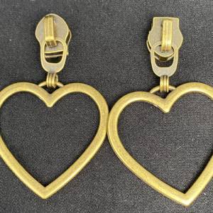 Zipper Heart3, breit, große Größe, bronze / Schieber für Reißverschlüsse mit Spiralraupe Bild 2