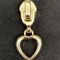 Zipper Heart1, breit, kleine Größe, gold / Schieber für Reißverschlüsse mit Spiralraupe Bild 1