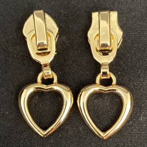 Zipper Heart1, breit, kleine Größe, gold / Schieber für Reißverschlüsse mit Spiralraupe Bild 2