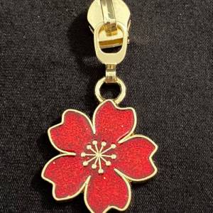 Zipper Sparkling Blossom, breit, gold-rot, 1 Stück / Schieber für Reißverschlüsse mit Spiralraupe Bild 2