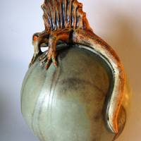 Drachenechse auf Keramikkugel frostfeste Gartenkeramik Keramikobjekt Bild 9