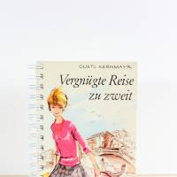 Retro Notizbuch "Vergnügte Reise zu zweit" aus altem Kinderbuch upcycling Geschenk Retrobuch nostalgisch Bild 2