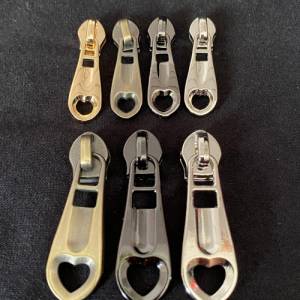 Zipper Heart, breit, bronze / Schieber für Reißverschlüsse mit Spiralraupe Bild 5