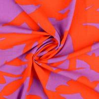 Viskose Popeline Senta Abstrakt orange- flieder (1m/12,-€) Bild 2