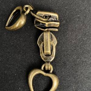 Zipper Heart1, breit, kleine Größe, bronze / Schieber für Reißverschlüsse mit Spiralraupe Bild 4