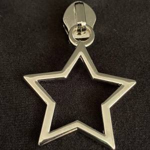 Zipper Big Star, breit, silber / Schieber für Reißverschlüsse mit Spiralraupe Bild 1
